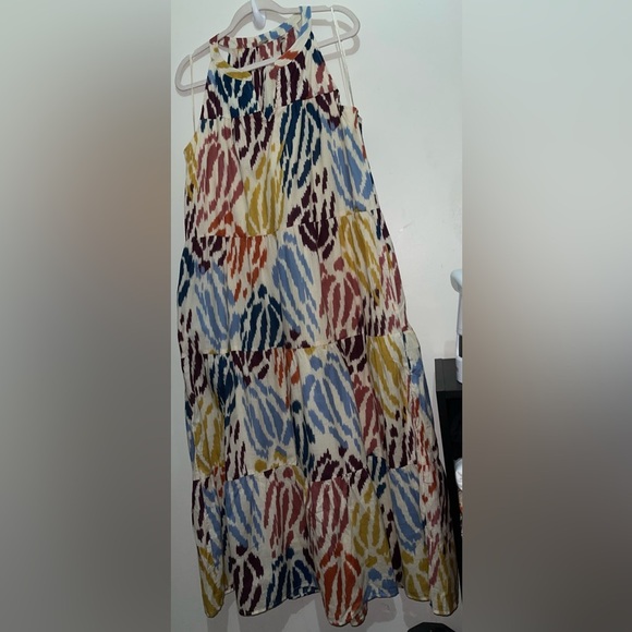 T Tahari Abstract Print Tiered Maxi/Midi Prairie Peasant modest Dress - Picture 16 of 16